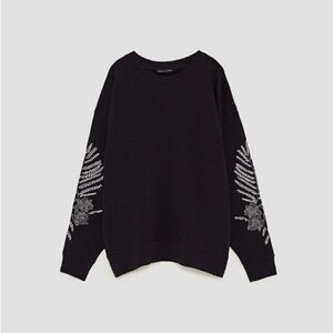 Zara Black Sweater with Silver Embellishments